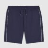 Marinblå slim fit-shorts med texturerad kant