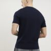 Marinblå slim fit-stickad T-shirt
