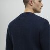 Marinblå slim fit-tröja i våffelstickad trikå