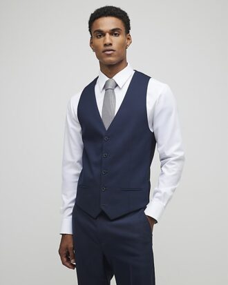 Marinblå slim fit-väst