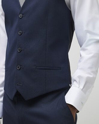 Marinblå slim fit-väst