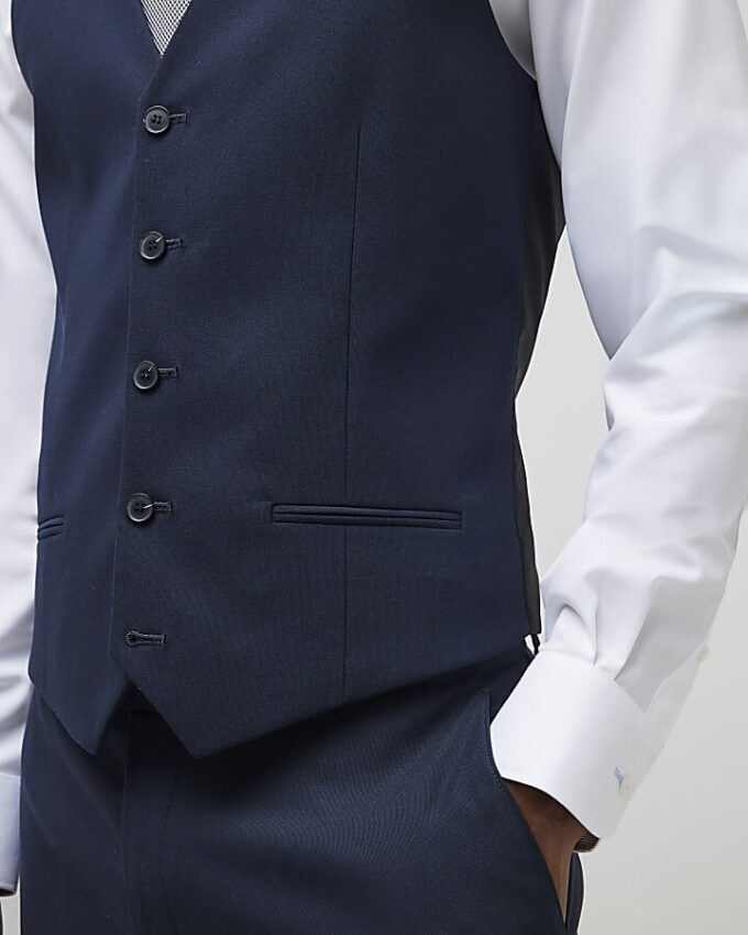 Marinblå slim fit-väst