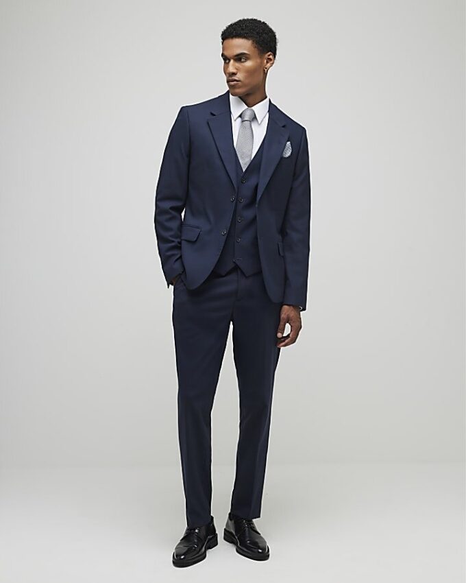 Marinblå slim fit-väst