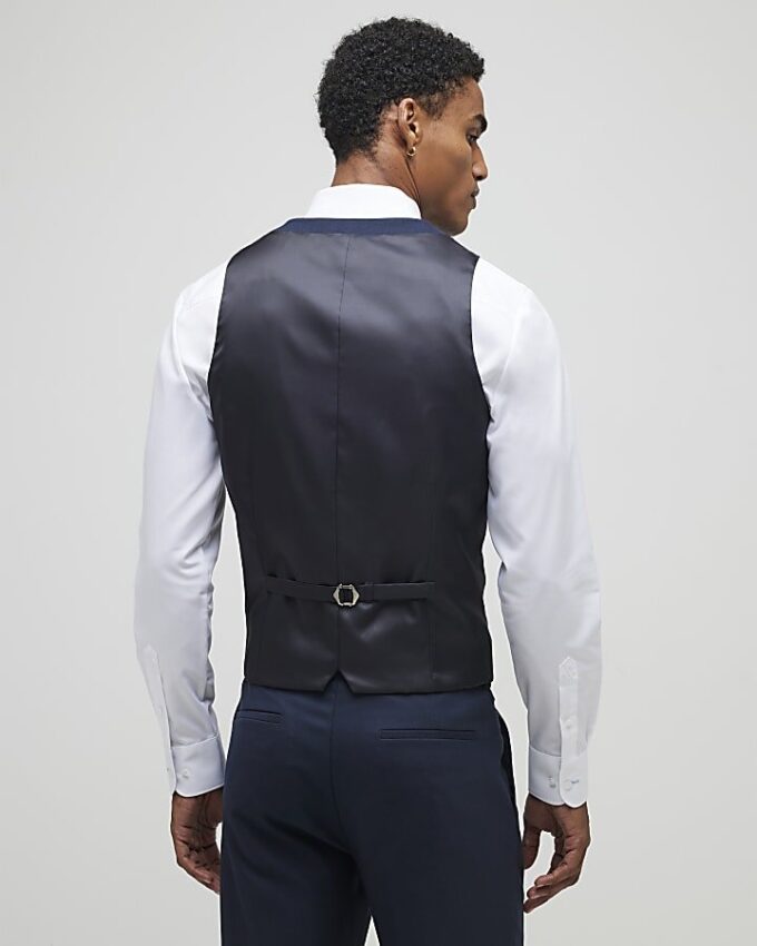 Marinblå slim fit-väst