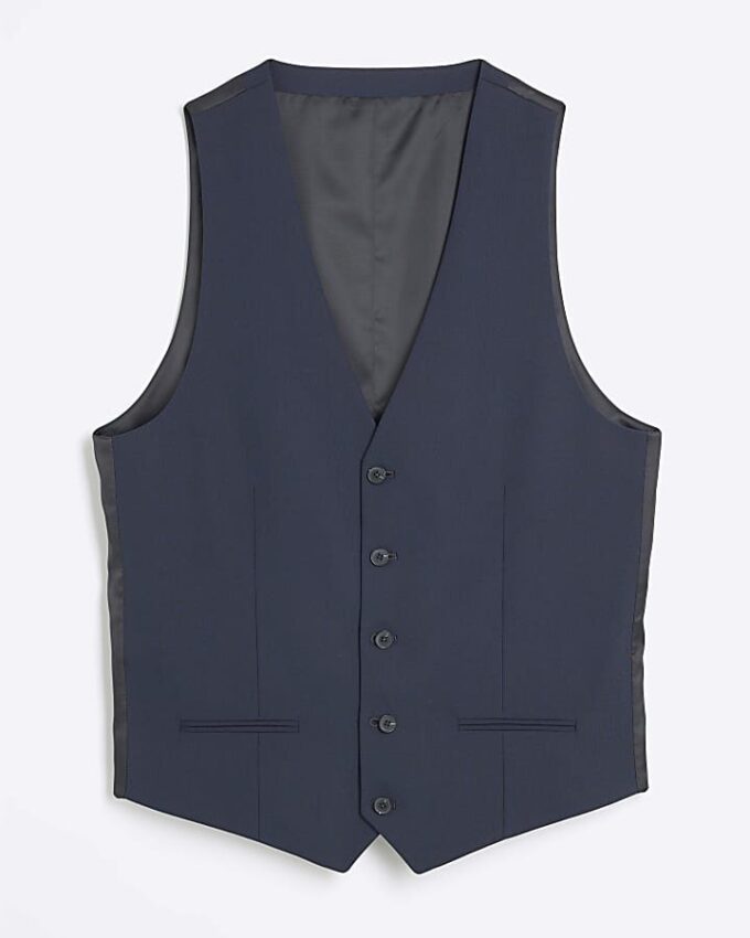 Marinblå slim fit-väst