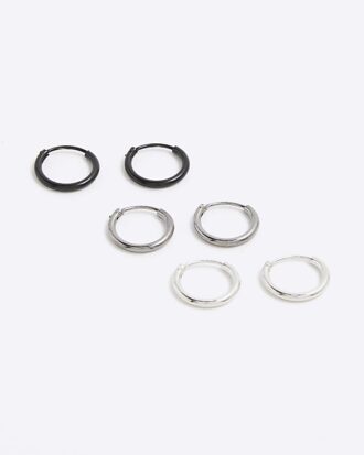 Metallpaket med 3 multi-blandade hoop-örhängen