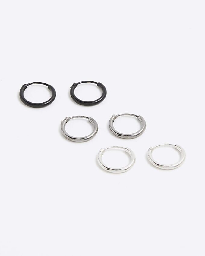 Metallpaket med 3 multi-blandade hoop-örhängen
