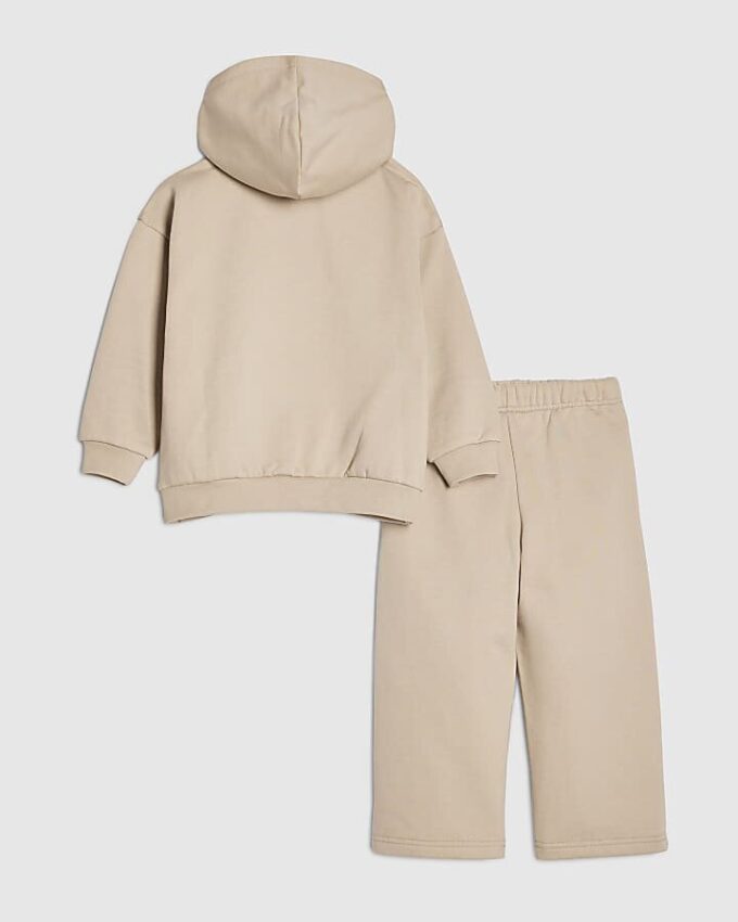 Mini Boys Beige Essentialism Hoodie Set Mini Boys Beige Essentialism Hoodie Set