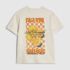 Mini Boys Beige Oversized fit Orange T-shirt