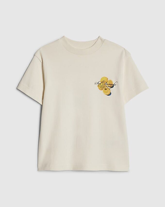 Mini Boys Beige Oversized fit Orange T-shirt
