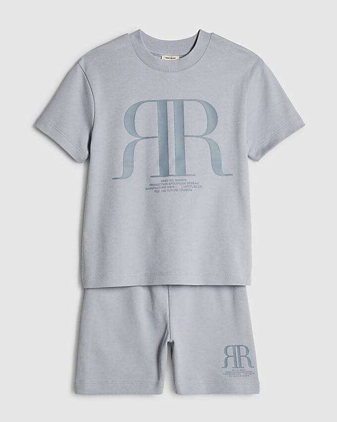 Mini Boys Blue RR T-shirt och shorts-set Mini Boys Blue RR T-shirt och shorts-set