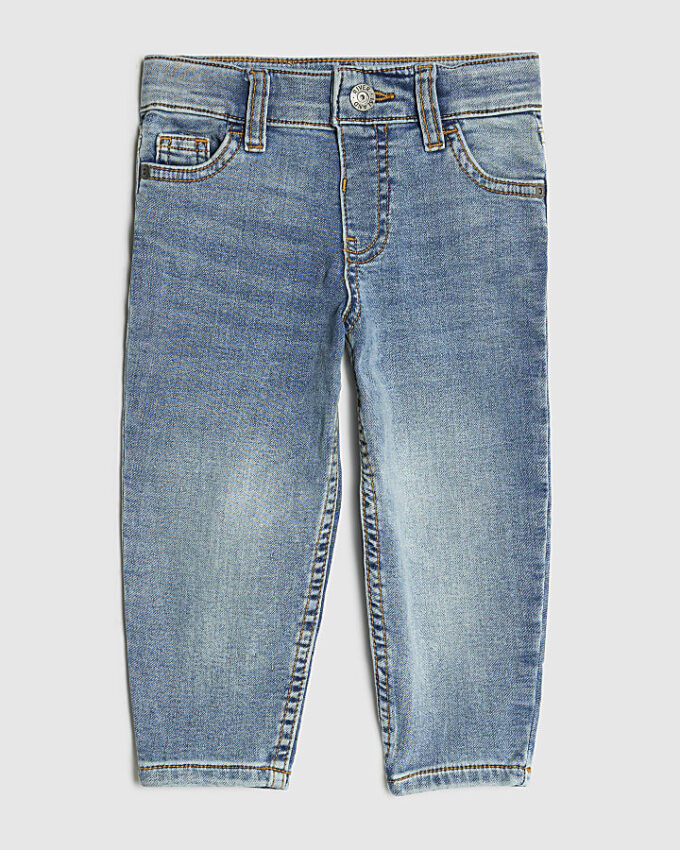 Mini Boys Blue Stretch Tapered Fit Jeans Mini Boys Blue Stretch Tapered Fit Jeans