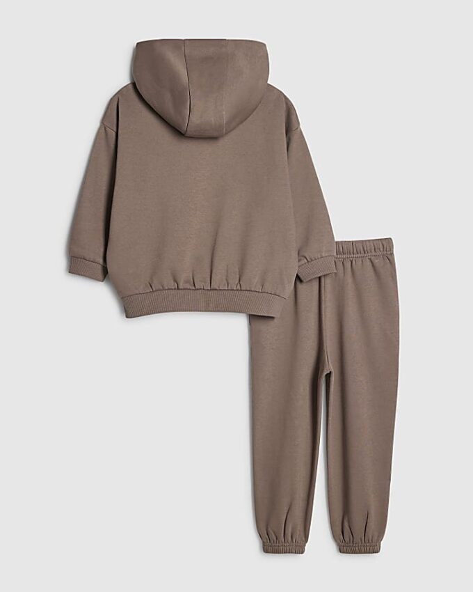 Mini Boys Brown Essentialism Hoodie Set Mini Boys Brown Essentialism Hoodie Set