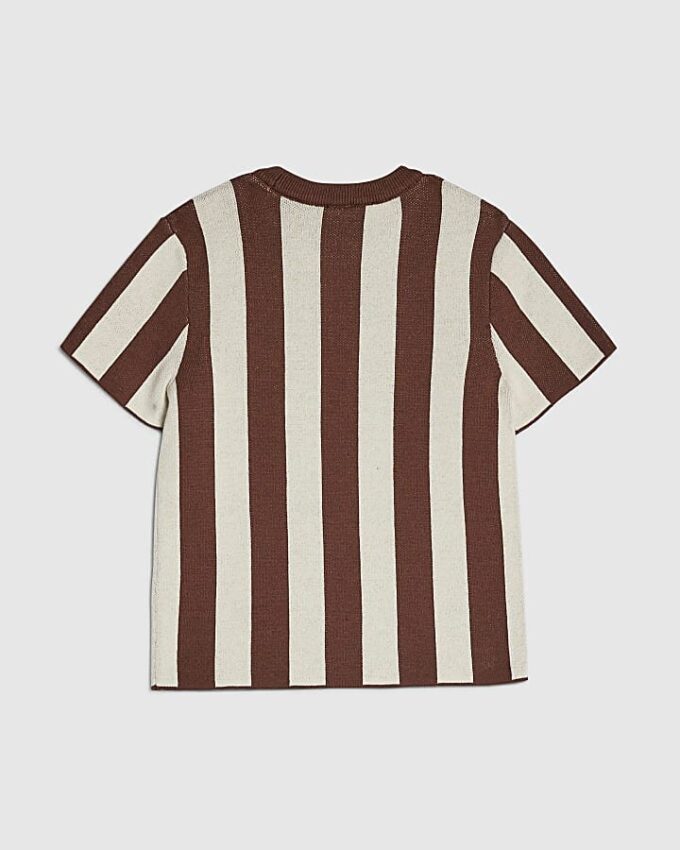 Mini Boys Brown Stripe Football T-shirt