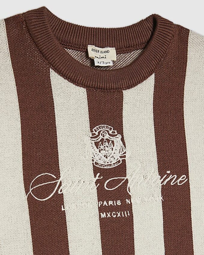 Mini Boys Brown Stripe Football T-shirt