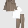Mini Boys brun jacka 3-delars set Mini Boys brun jacka 3-delars set