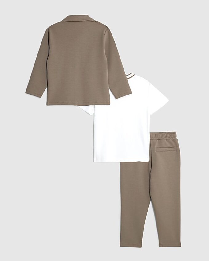 Mini Boys brun jacka 3-delars set Mini Boys brun jacka 3-delars set