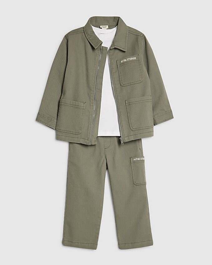 Mini Boys Green Twill Shirt 3 Piece Set Mini Boys Green Twill Shirt 3 Piece Set