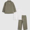 Mini Boys Green Twill Shirt 3 Piece Set Mini Boys Green Twill Shirt 3 Piece Set