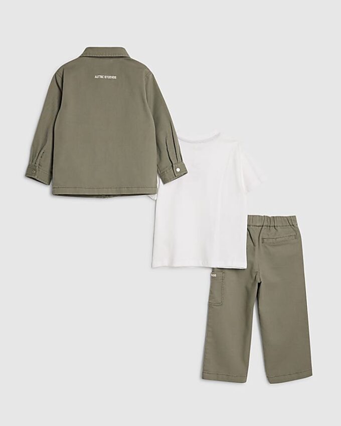 Mini Boys Green Twill Shirt 3 Piece Set Mini Boys Green Twill Shirt 3 Piece Set