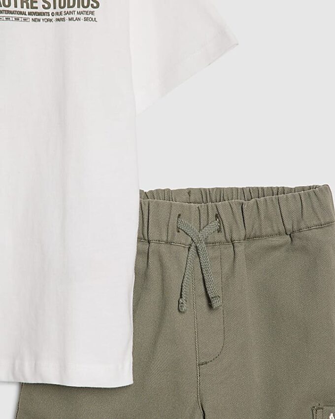 Mini Boys Green Twill Shirt 3 Piece Set Mini Boys Green Twill Shirt 3 Piece Set