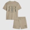 Mini Boys Khaki RR T-shirt och shorts-set Mini Boys Khaki RR T-shirt och shorts-set