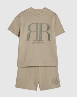 Mini Boys Khaki RR T-shirt och shorts-set