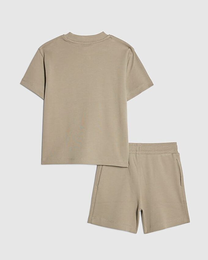 Mini Boys Khaki RR T-shirt och shorts-set Mini Boys Khaki RR T-shirt och shorts-set