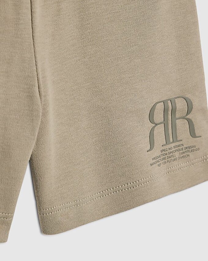Mini Boys Khaki RR T-shirt och shorts-set Mini Boys Khaki RR T-shirt och shorts-set