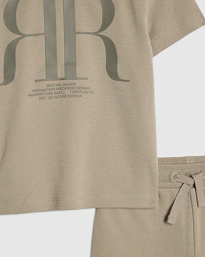 Mini Boys Khaki RR T-shirt och shorts-set Mini Boys Khaki RR T-shirt och shorts-set