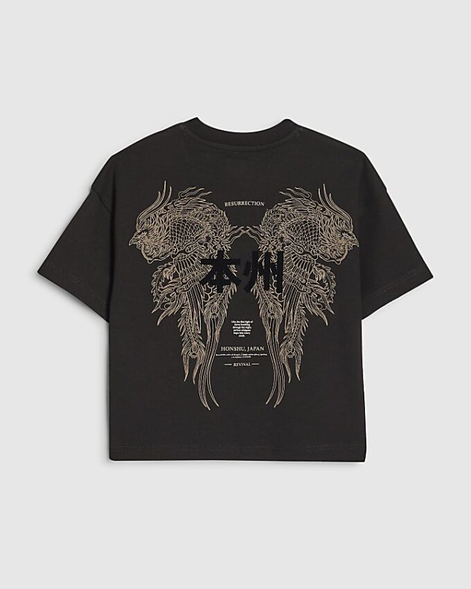 Mini Boys svart Dragon Japanese T-shirt