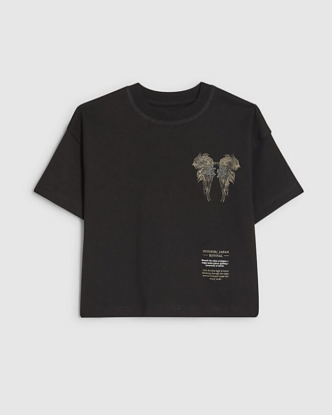 Mini Boys svart Dragon Japanese T-shirt