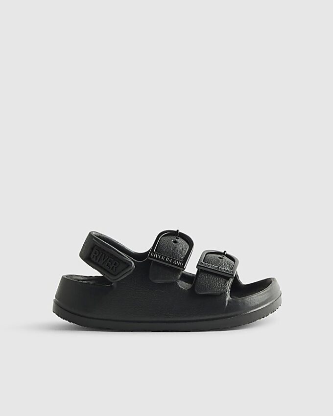 Mini Boys svarta formgjutna sandaler med dubbla remmar