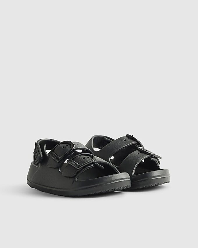 Mini Boys svarta formgjutna sandaler med dubbla remmar