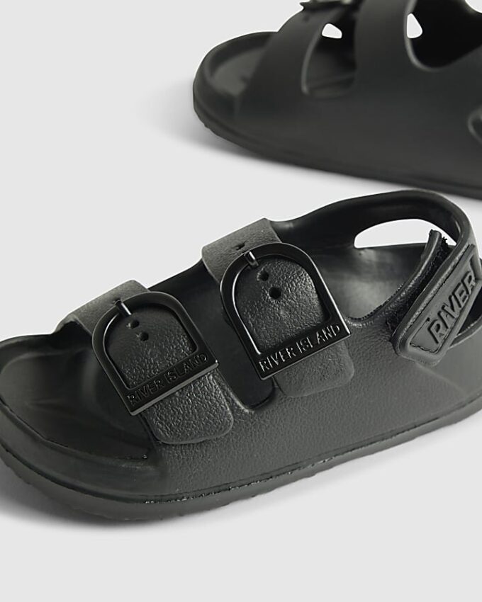 Mini Boys svarta formgjutna sandaler med dubbla remmar