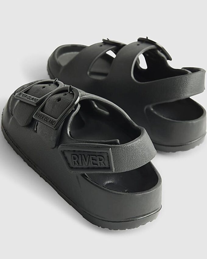 Mini Boys svarta formgjutna sandaler med dubbla remmar