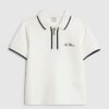 Mini Boys vit slim fit texturerad polotröja