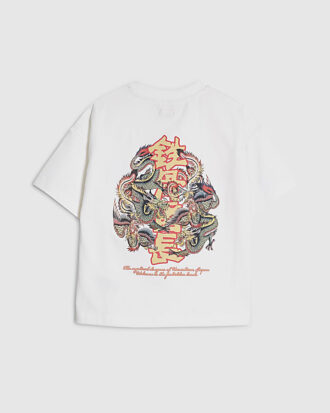 Mini Boys vit T-shirt med japansk drake