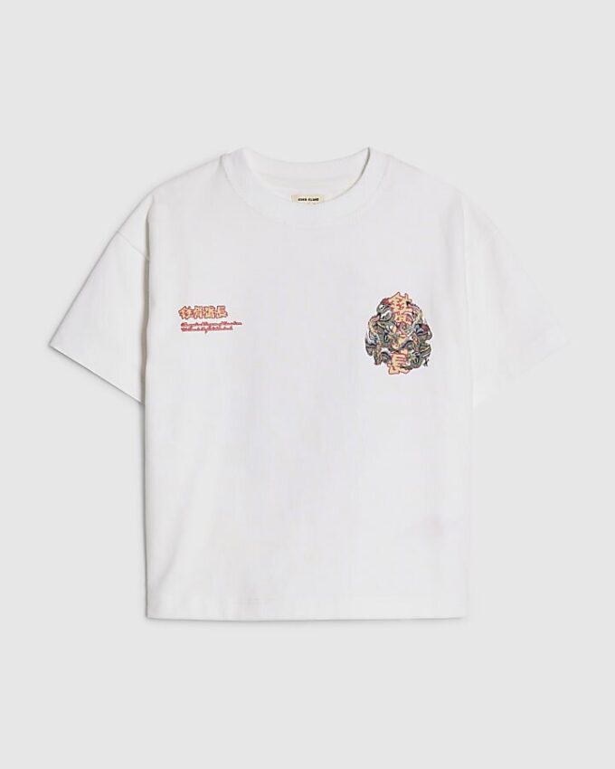 Mini Boys vit T-shirt med japansk drake