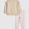 Mini Girls Beige Bow Hat Bear Sweatshirt Set Mini Girls Beige Bow Hat Bear Sweatshirt Set