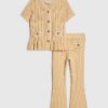 Mini Girls Beige Peplum Hem Short Sleeve Top Mini Girls Beige Peplum Hem Short Sleeve Top