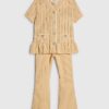 Mini Girls Beige Peplum Hem Short Sleeve Top Mini Girls Beige Peplum Hem Short Sleeve Top