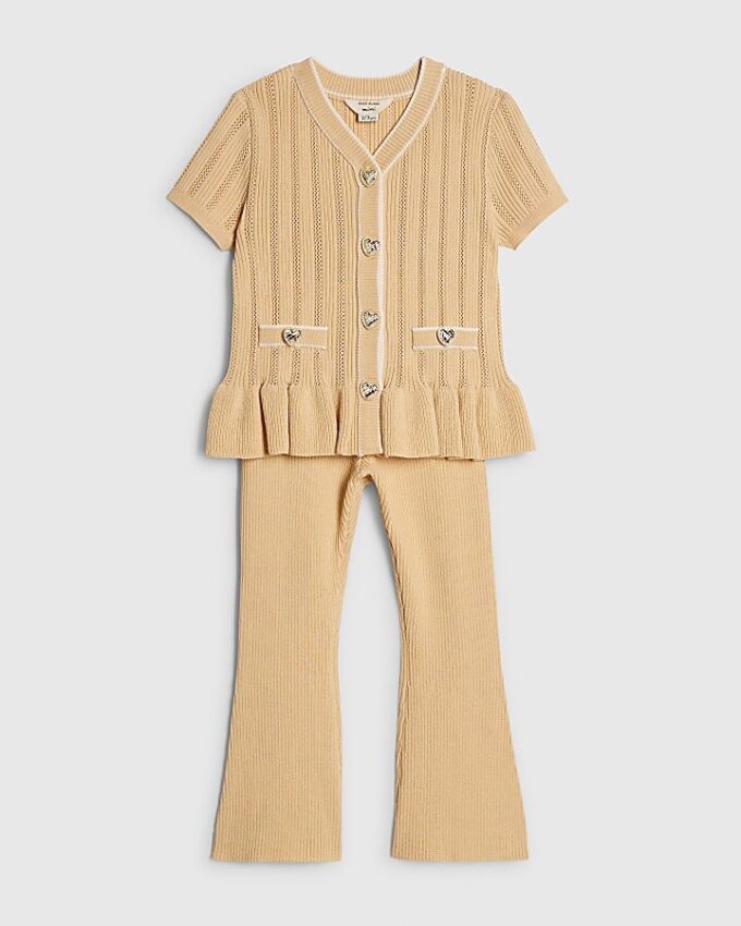 Mini Girls Beige Peplum Hem Short Sleeve Top Mini Girls Beige Peplum Hem Short Sleeve Top