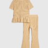 Mini Girls Beige Peplum Hem Short Sleeve Top Mini Girls Beige Peplum Hem Short Sleeve Top