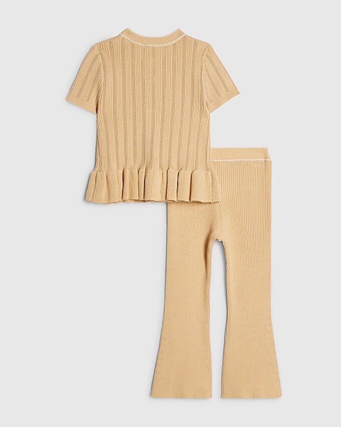 Mini Girls Beige Peplum Hem Short Sleeve Top Mini Girls Beige Peplum Hem Short Sleeve Top