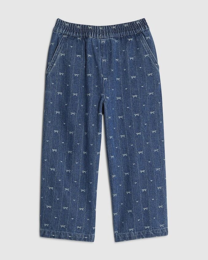 Mini Girls Blue Bow Barrel Jeans
