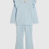 Mini Girls Blue Cable Knitted T-Shirt Set Mini Girls Blue Cable Knitted T-Shirt Set