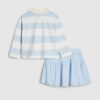 Mini Girls Blue Stripe Polo Shirt Set Mini Girls Blue Stripe Polo Shirt Set