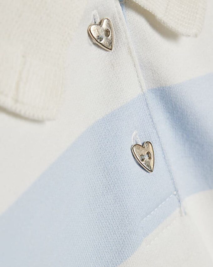 Mini Girls Blue Stripe Polo Shirt Set Mini Girls Blue Stripe Polo Shirt Set