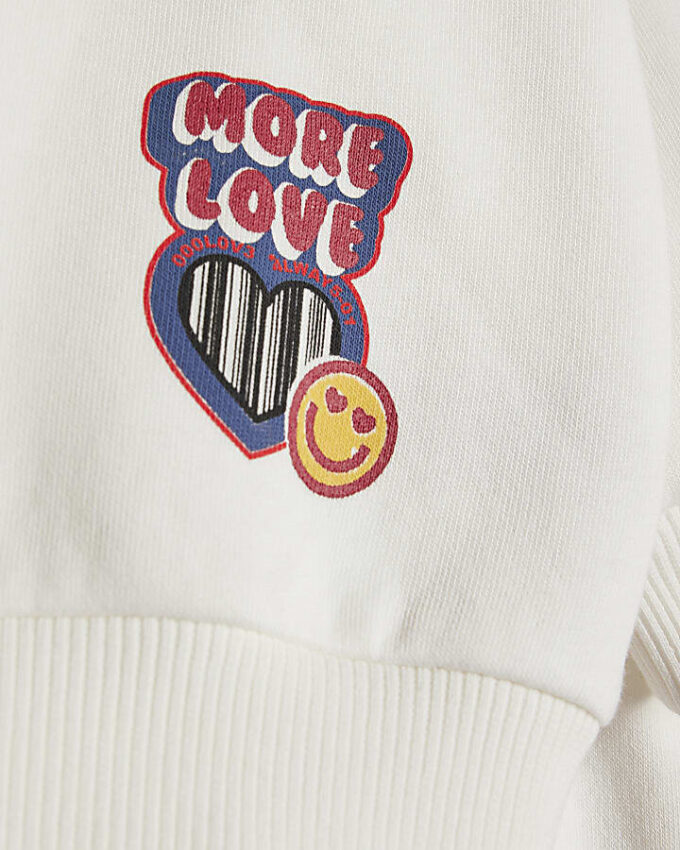 Mini Girls Cream Badged Sweatshirt Set Mini Girls Cream Badged Sweatshirt Set
